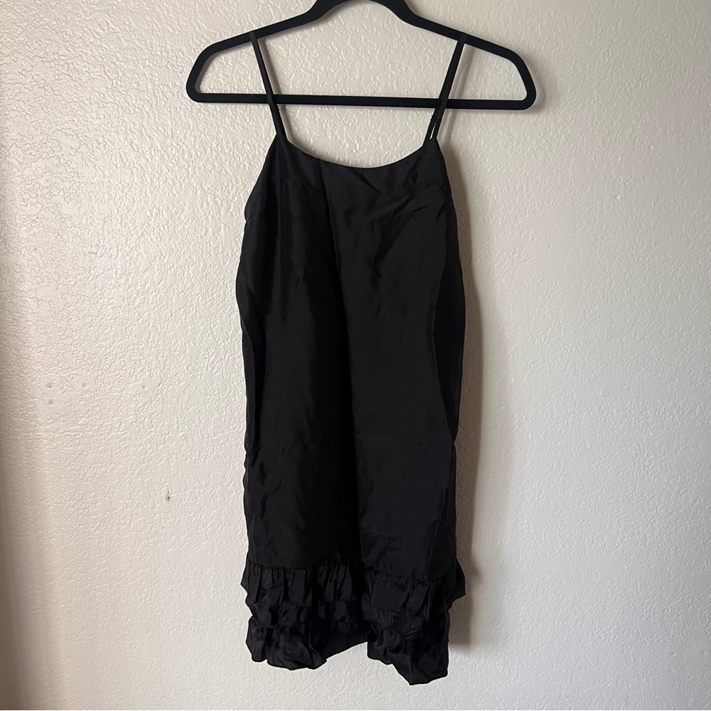 Old Navy Black Satin Ruffle Minidress